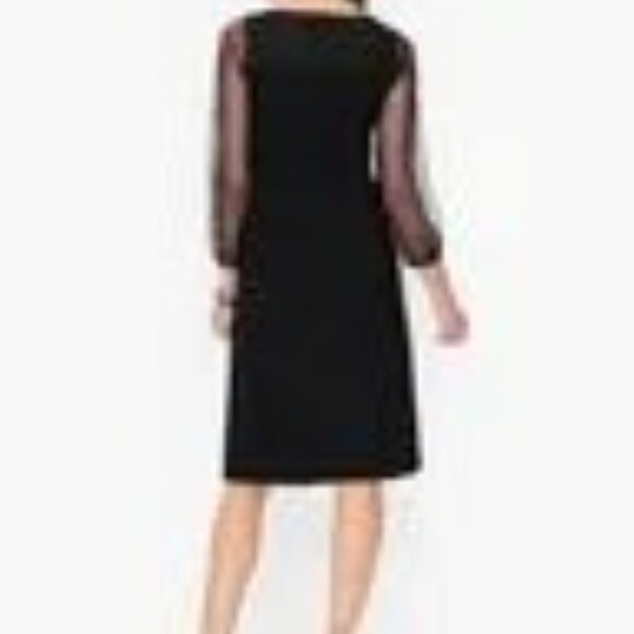 Talbots little black dress 8P/ sheer polka dots 3/4 long sleeves/ modest shift - Picture 14 of 14